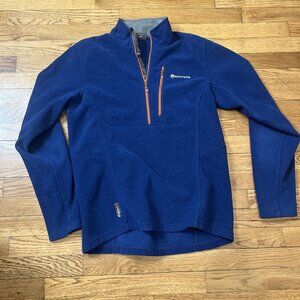 Montane 1/4 Zip Long Sleeve Fleece Polartec Pullover Shirt Mens Size M Blue